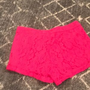 Women’s hot pink floral lace shorts